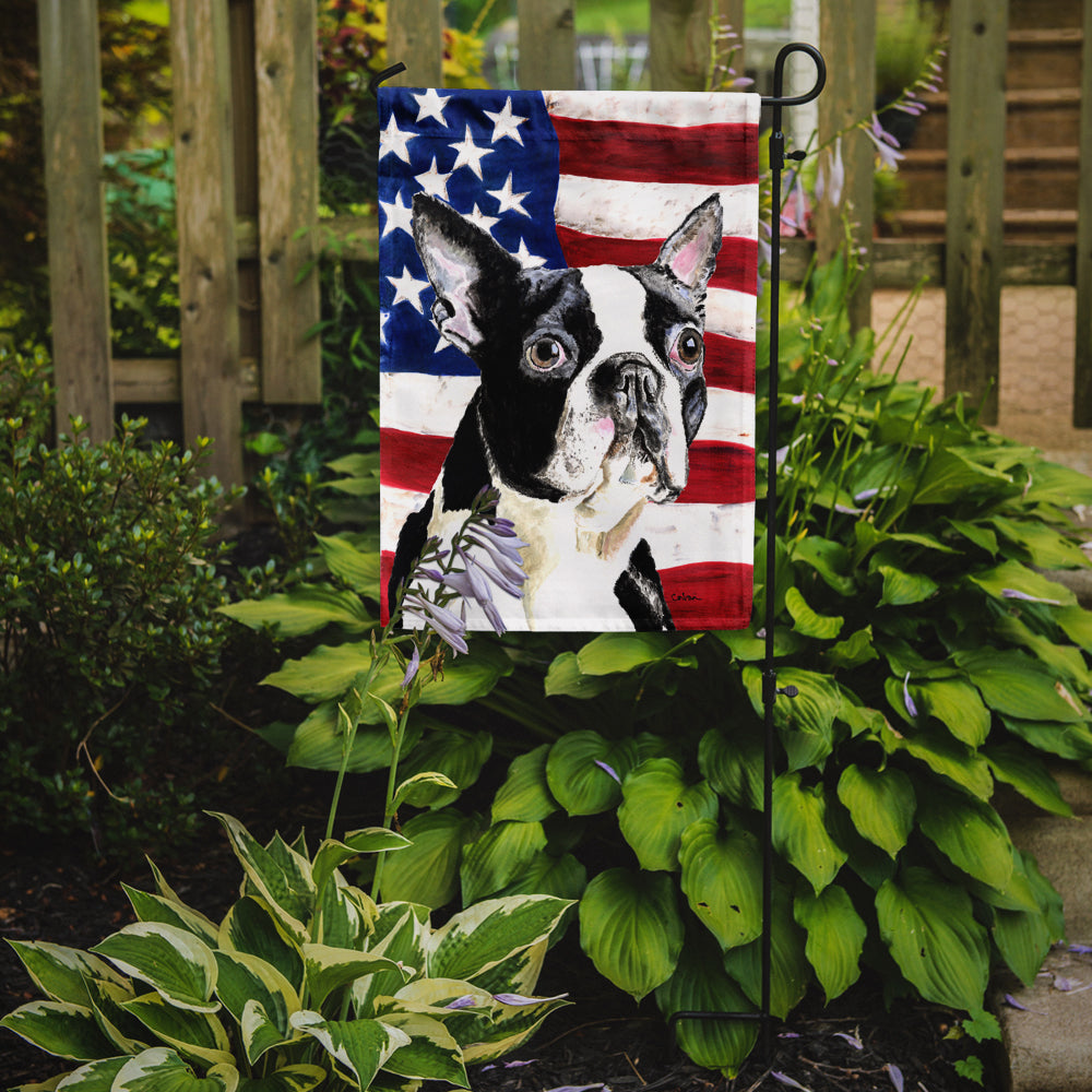 USA American Flag with Boston Terrier Flag Garden Size.