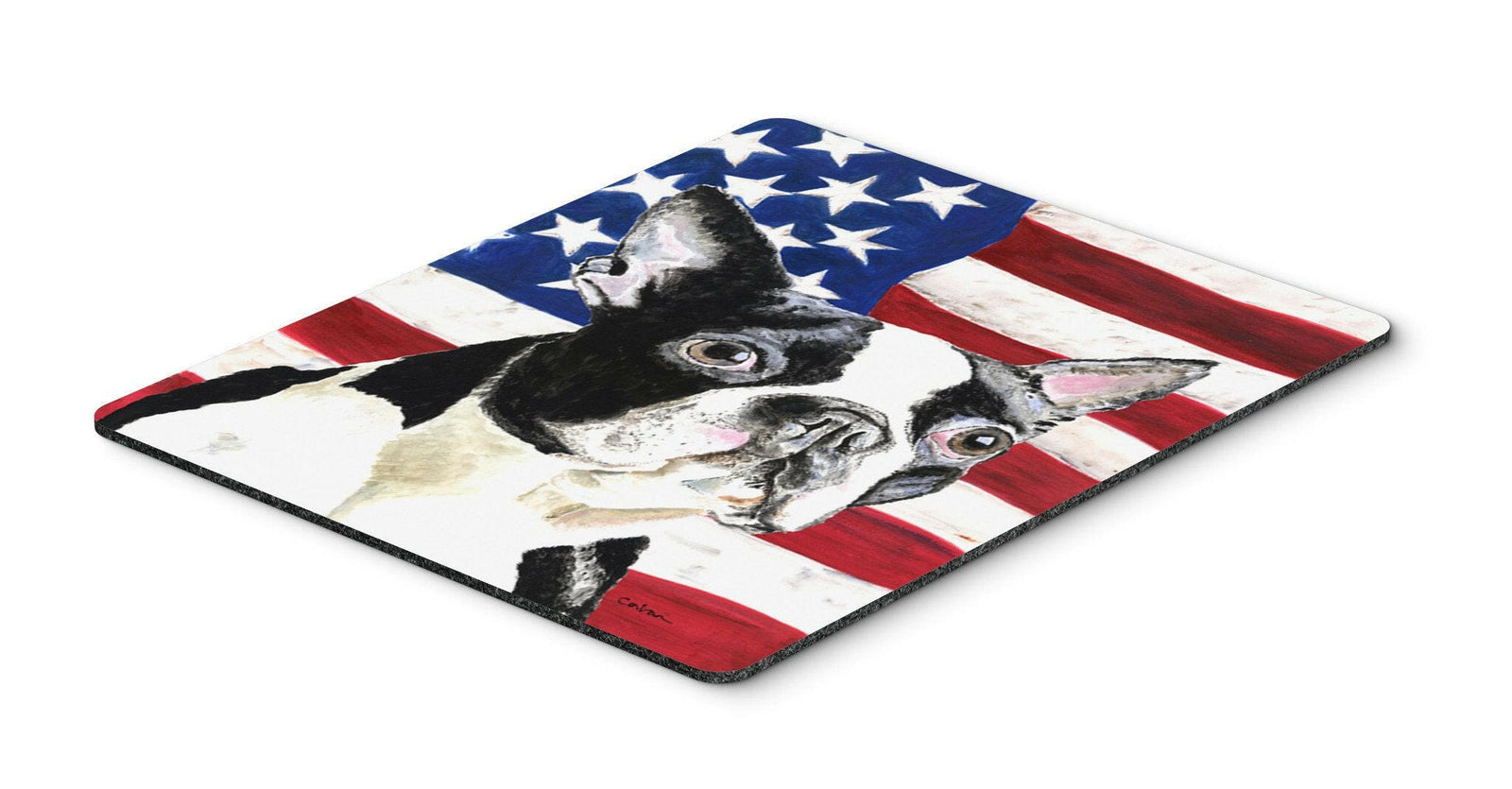 USA American Flag with Boston Terrier Mouse Pad, Hot Pad or Trivet by Caroline's Treasures