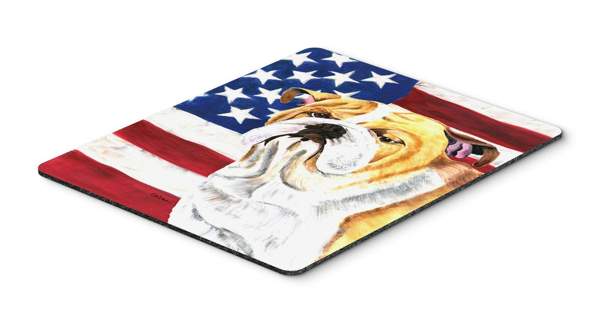 USA American Flag with Bulldog English Mouse Pad, Hot Pad or Trivet by Caroline&#39;s Treasures