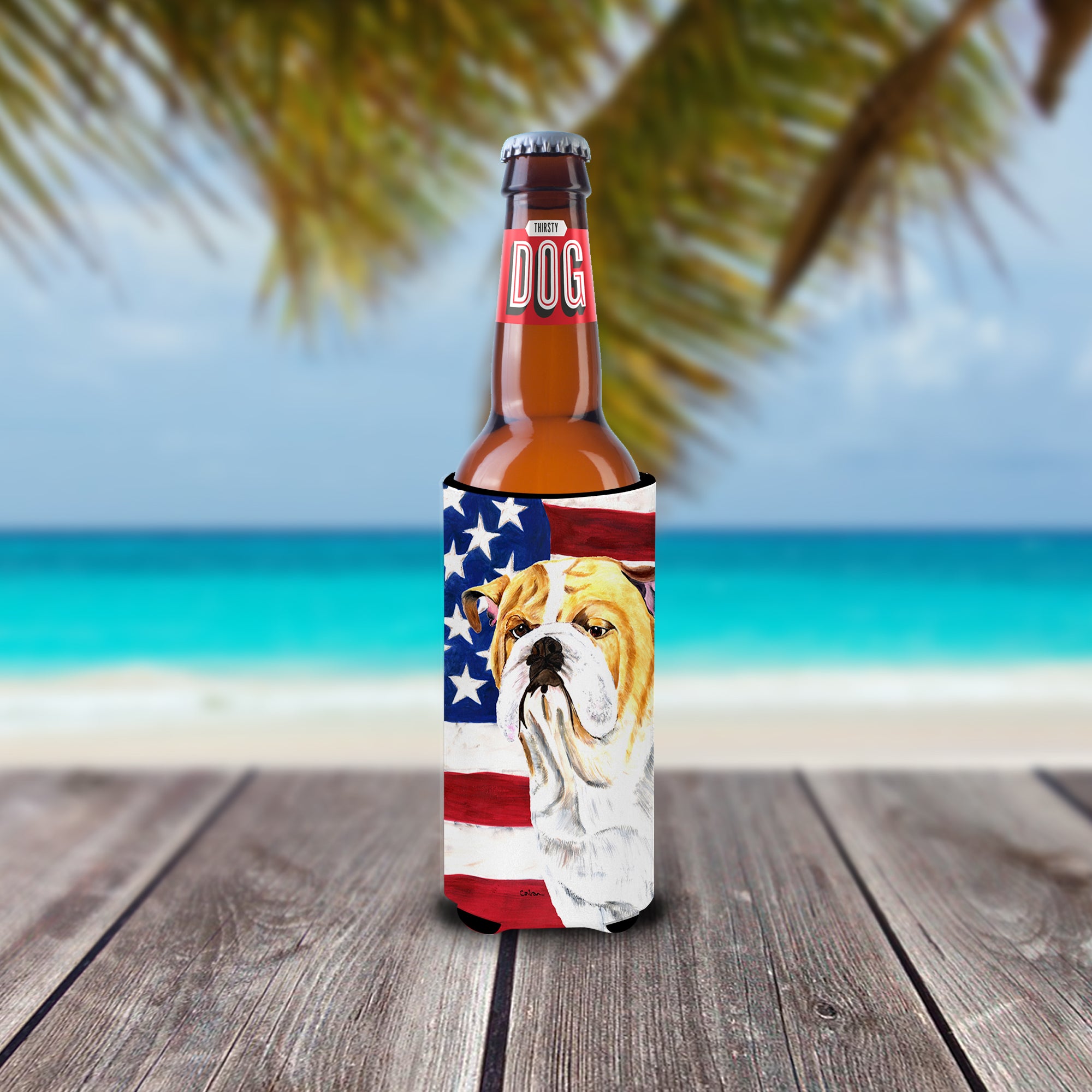 USA American Flag avec Bulldog English Ultra Beverage Isolateurs pour canettes minces SC9002MUK