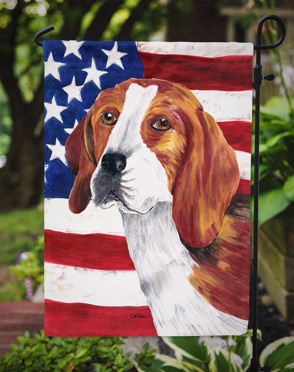 USA American Flag with Beagle Flag Garden Size
