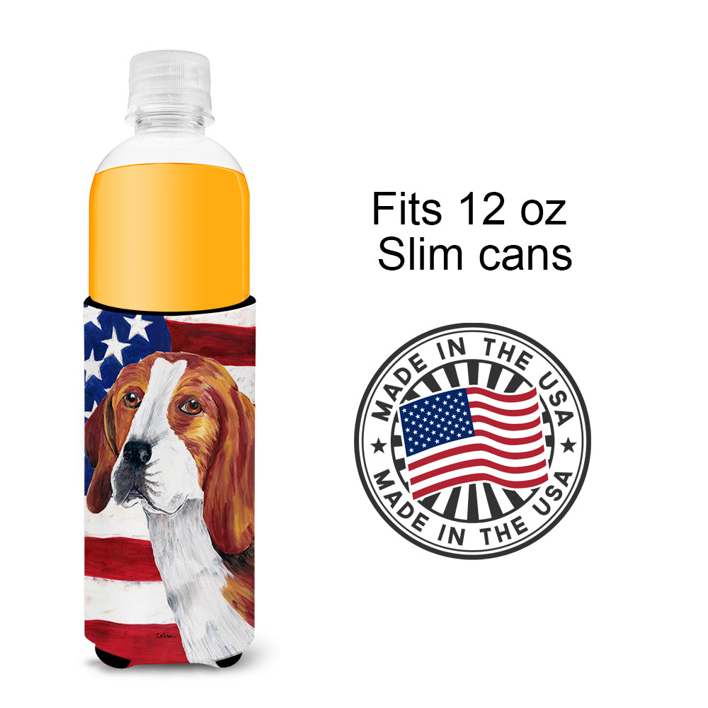 USA American Flag with Beagle Ultra Beverage Insulators for slim cans SC9005MUK