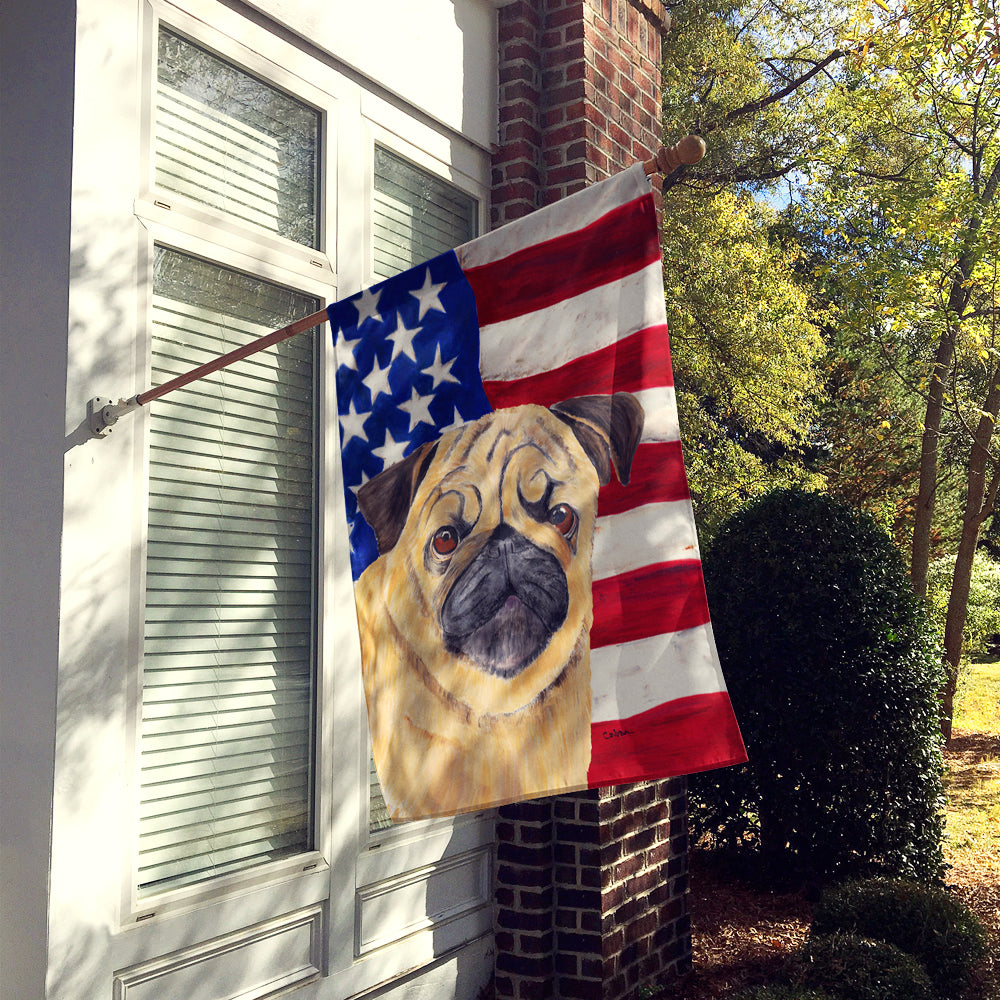 USA American Flag with Pug Flag Canvas House Size  the-store.com.