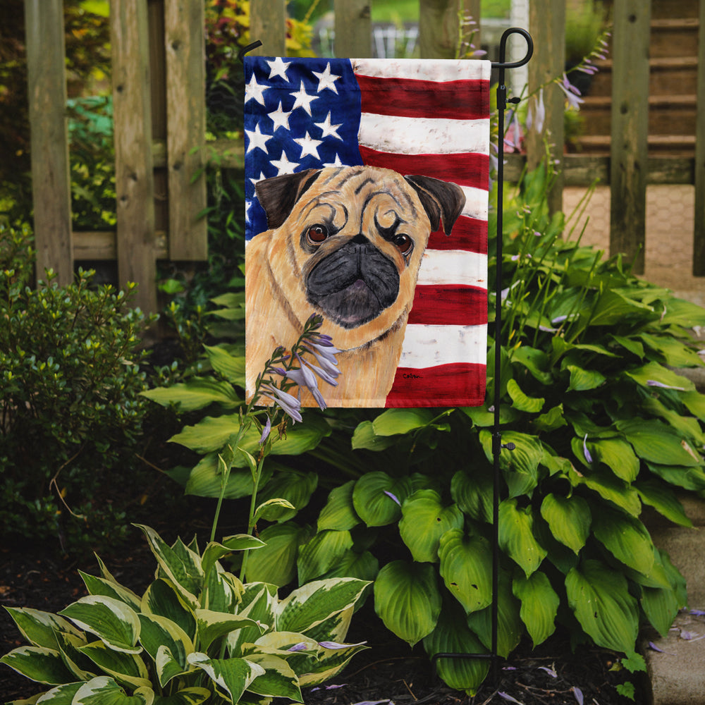 USA American Flag with Pug Flag Garden Size.