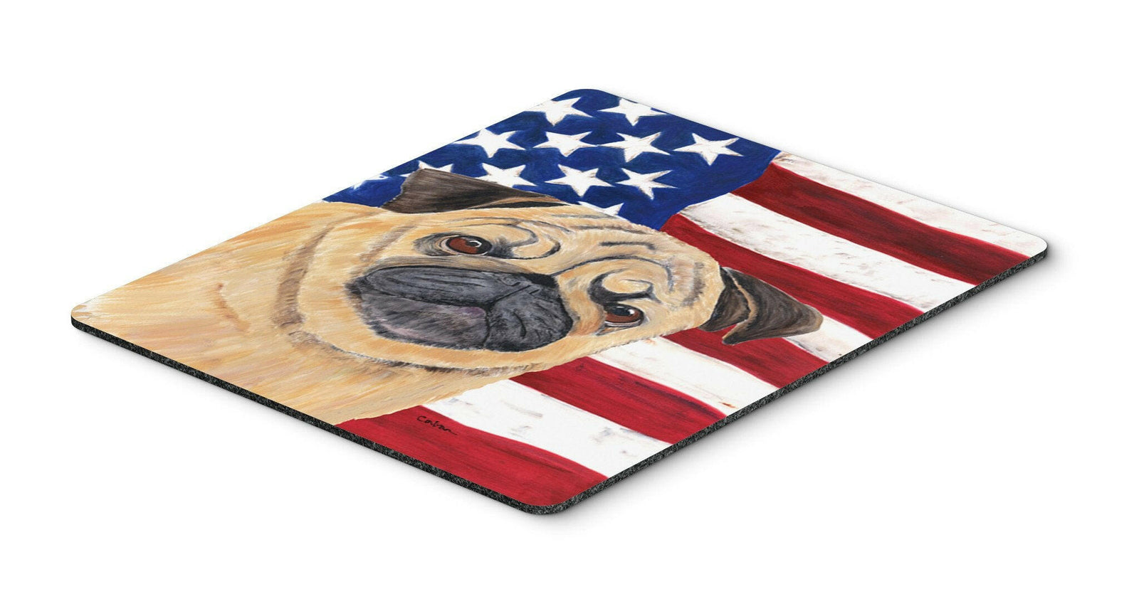 USA American Flag with Pug Mouse Pad, Hot Pad or Trivet by Caroline's Treasures