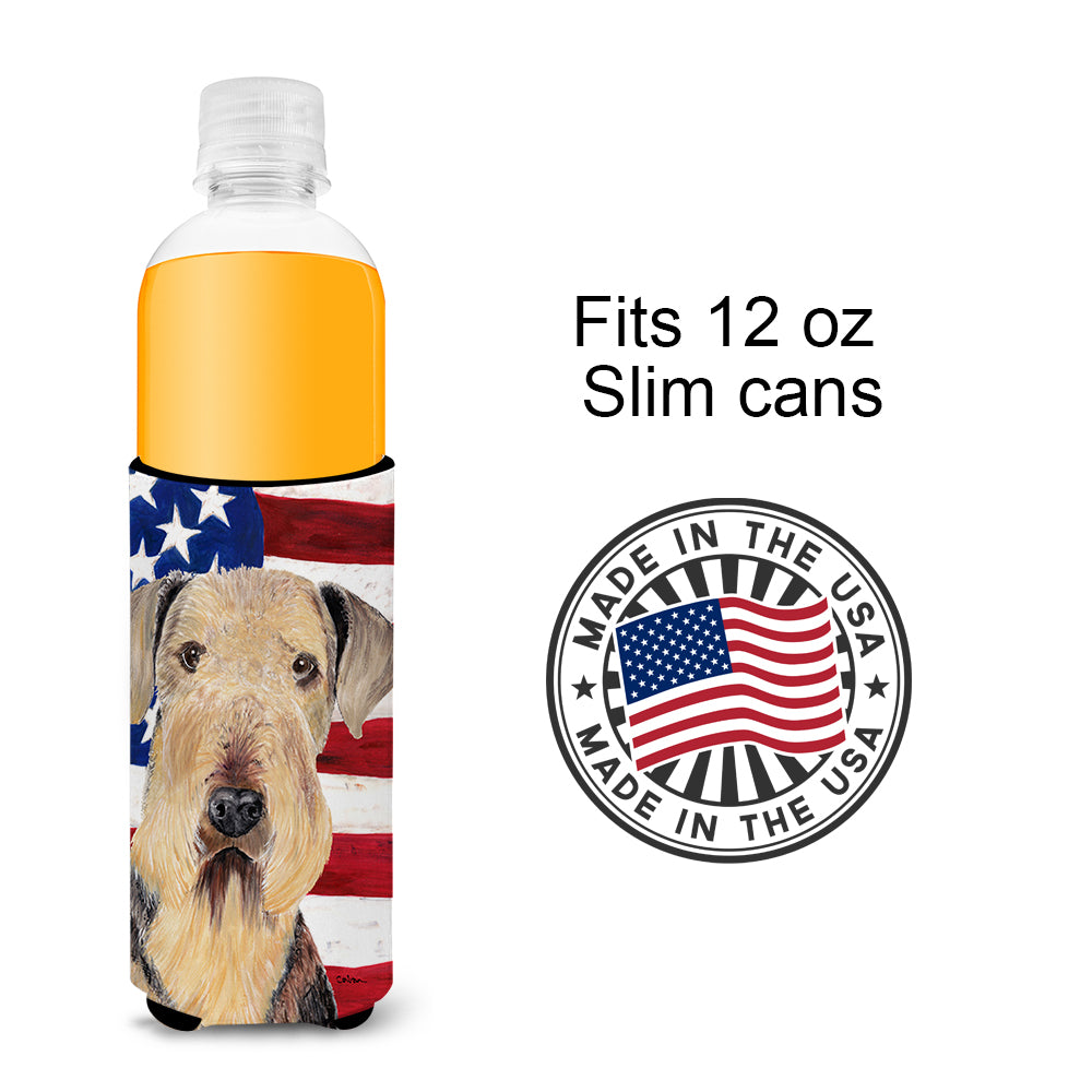 USA American Flag with Airedale Ultra Beverage Insulators for slim cans SC9007MUK.