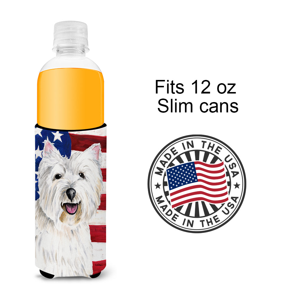 USA American Flag with Westie Ultra Beverage Insulators for slim cans SC9008MUK