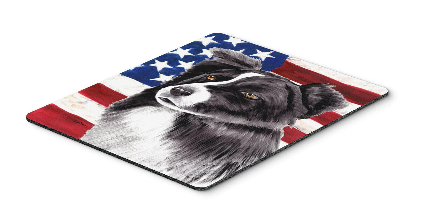 USA American Flag with Border Collie Mouse Pad, Hot Pad or Trivet by Caroline's Treasures