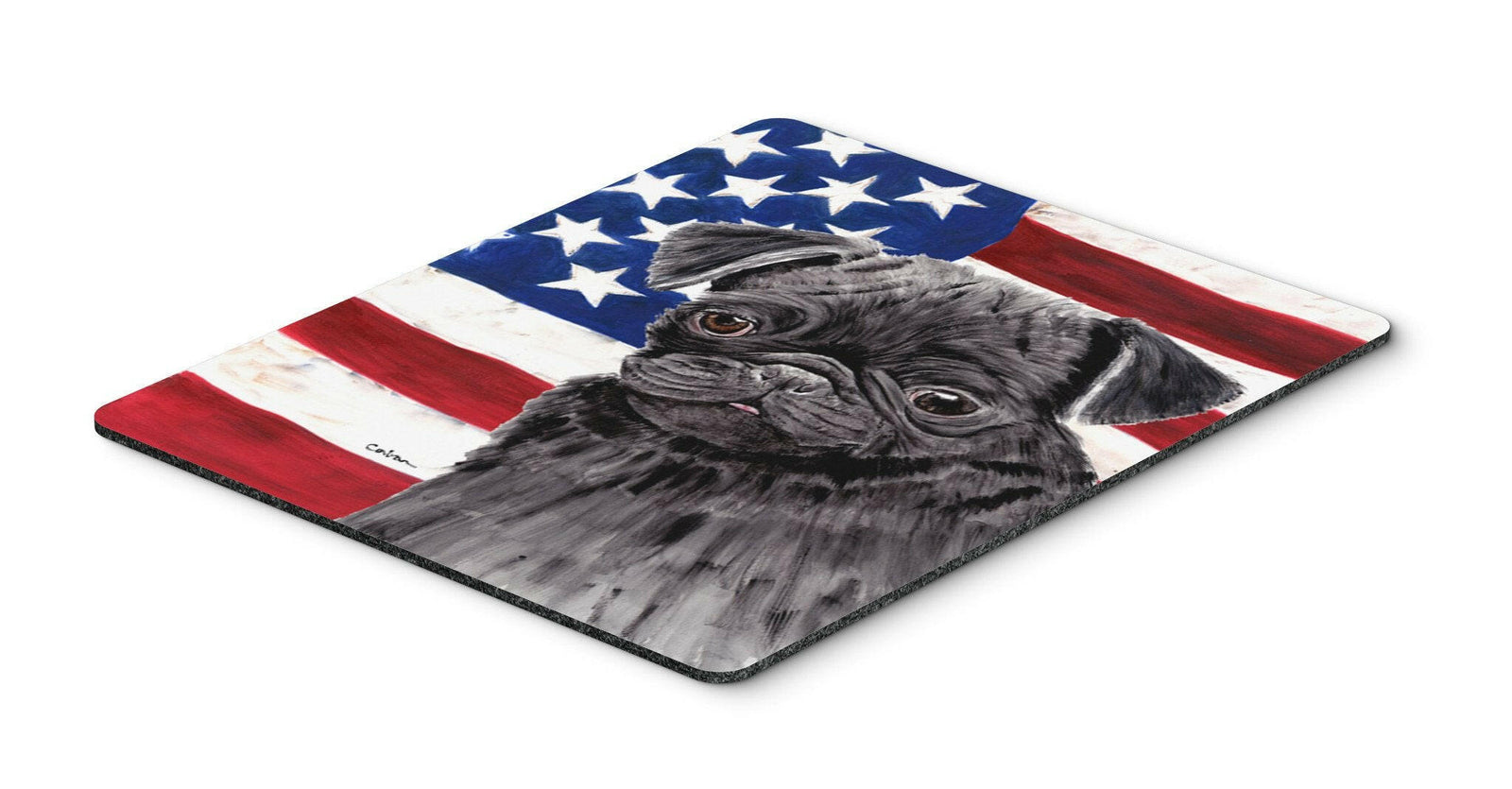 USA American Flag with Pug Mouse Pad, Hot Pad or Trivet by Caroline's Treasures