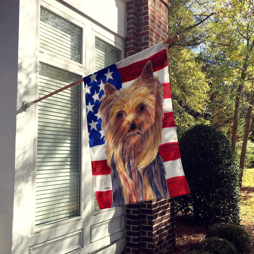 USA American Flag with Yorkie Flag Canvas House Size