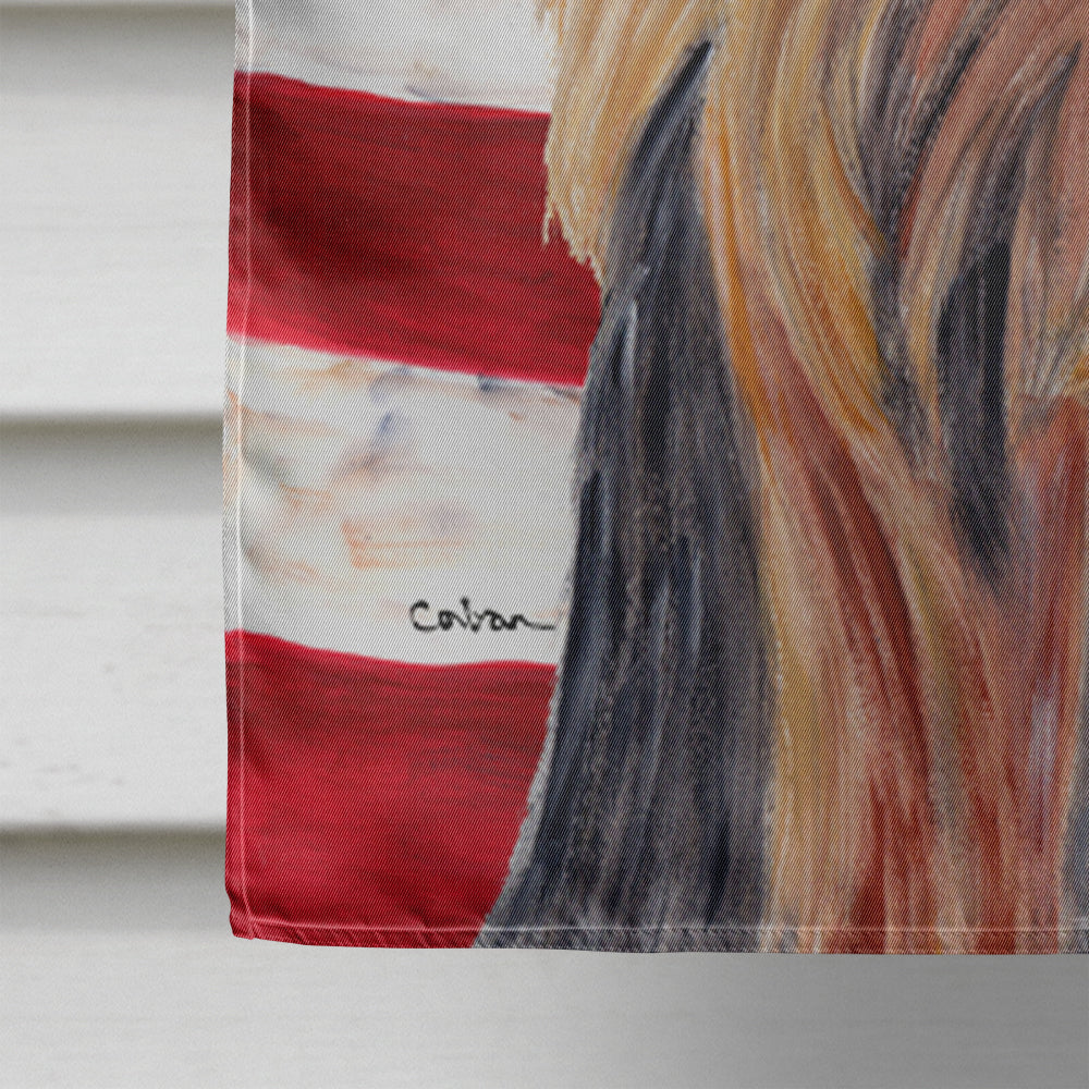 USA American Flag with Yorkie Flag Canvas House Size  the-store.com.