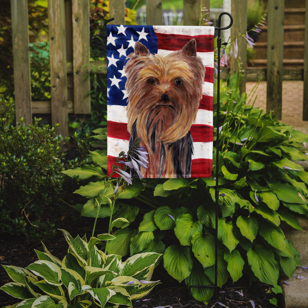 USA American Flag with Yorkie Flag Garden Size.