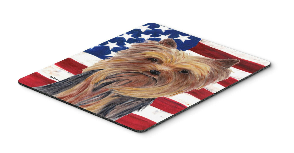 USA American Flag with Yorkie Mouse Pad, Hot Pad or Trivet by Caroline&#39;s Treasures
