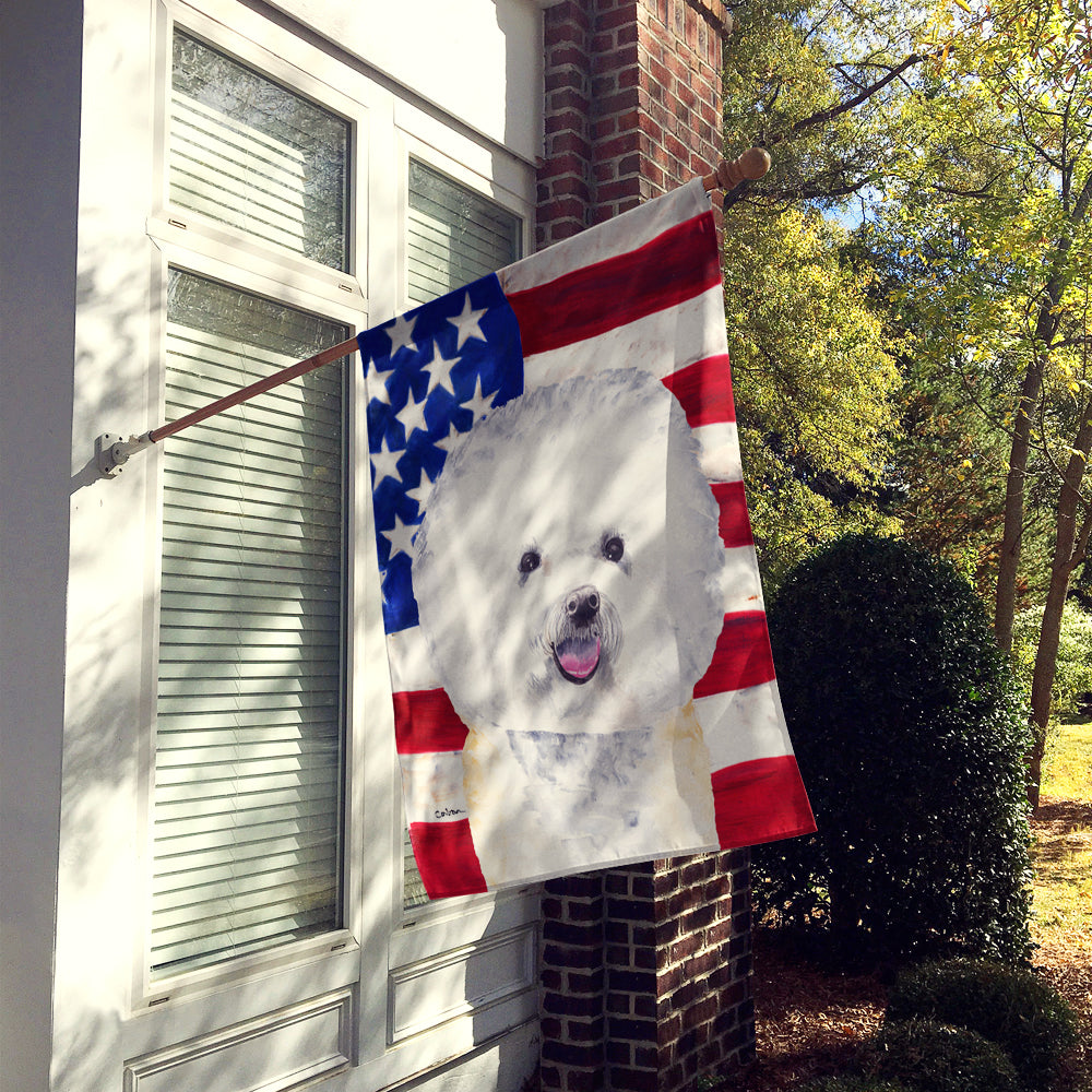 USA American Flag with Bichon Frise Flag Canvas House Size  the-store.com.