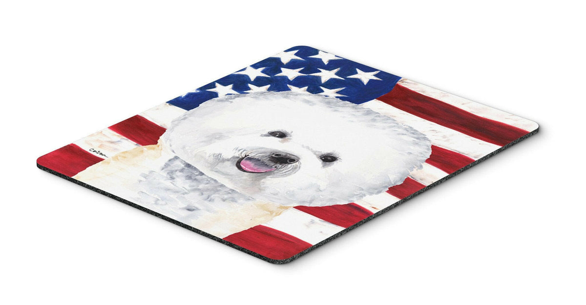 USA American Flag with Bichon Frise Mouse Pad, Hot Pad or Trivet by Caroline&#39;s Treasures
