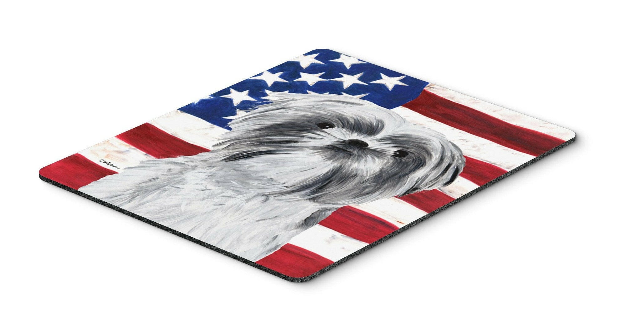 USA American Flag with Shih Tzu Mouse Pad, Hot Pad or Trivet by Caroline's Treasures