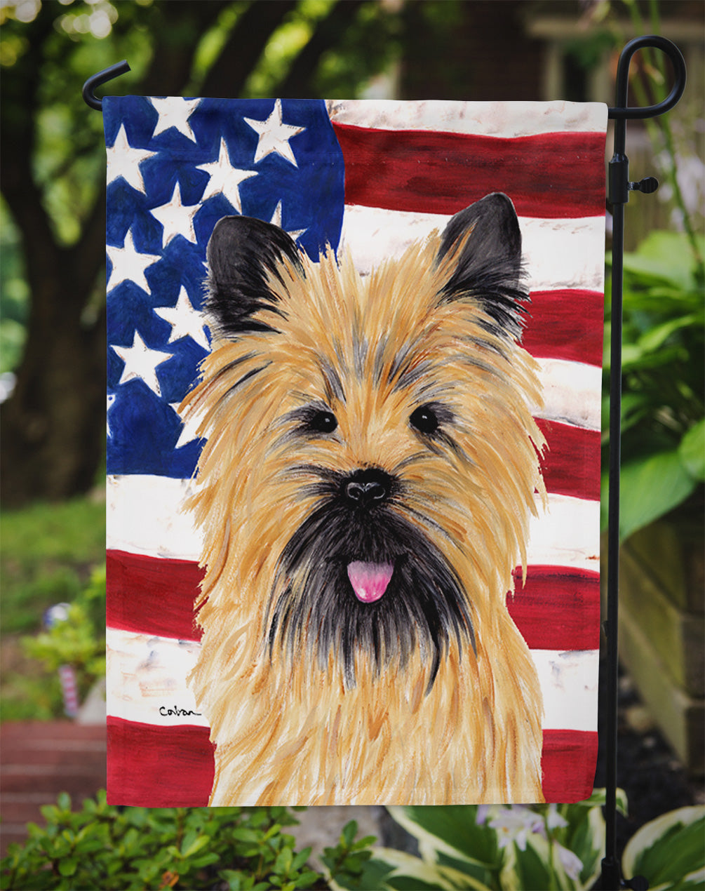 Drapeau américain des États-Unis avec drapeau Cairn Terrier Taille du jardin