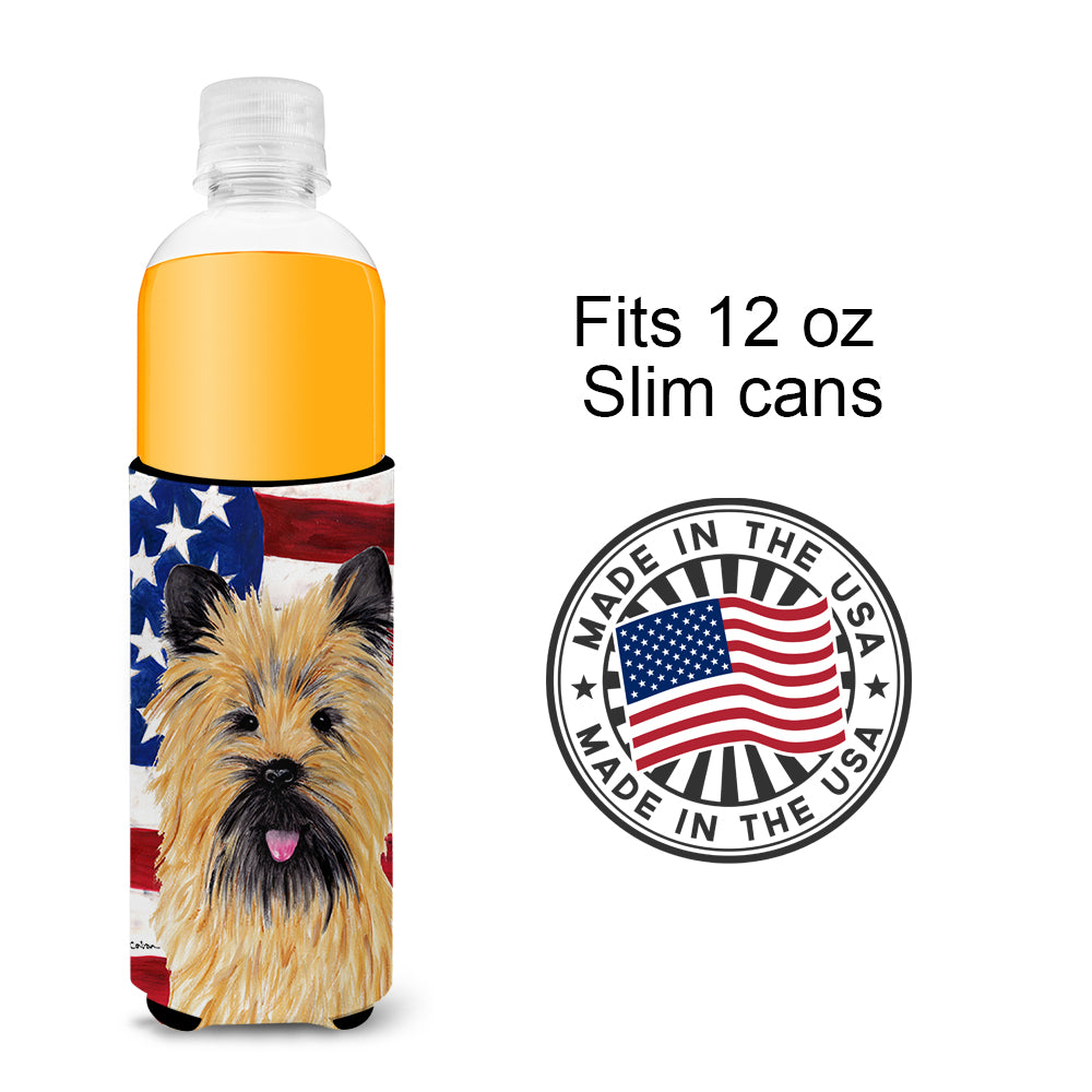 USA American Flag with Cairn Terrier Ultra Beverage Insulators for slim cans SC9017MUK