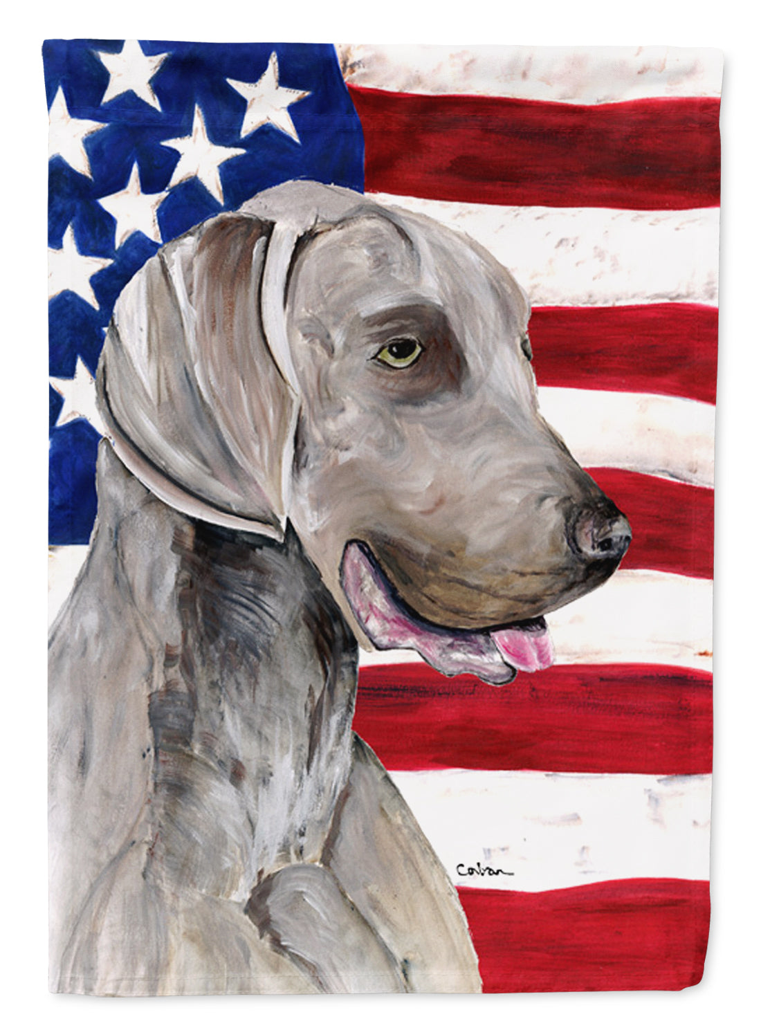 USA American Flag with Weimaraner Flag Canvas House Size