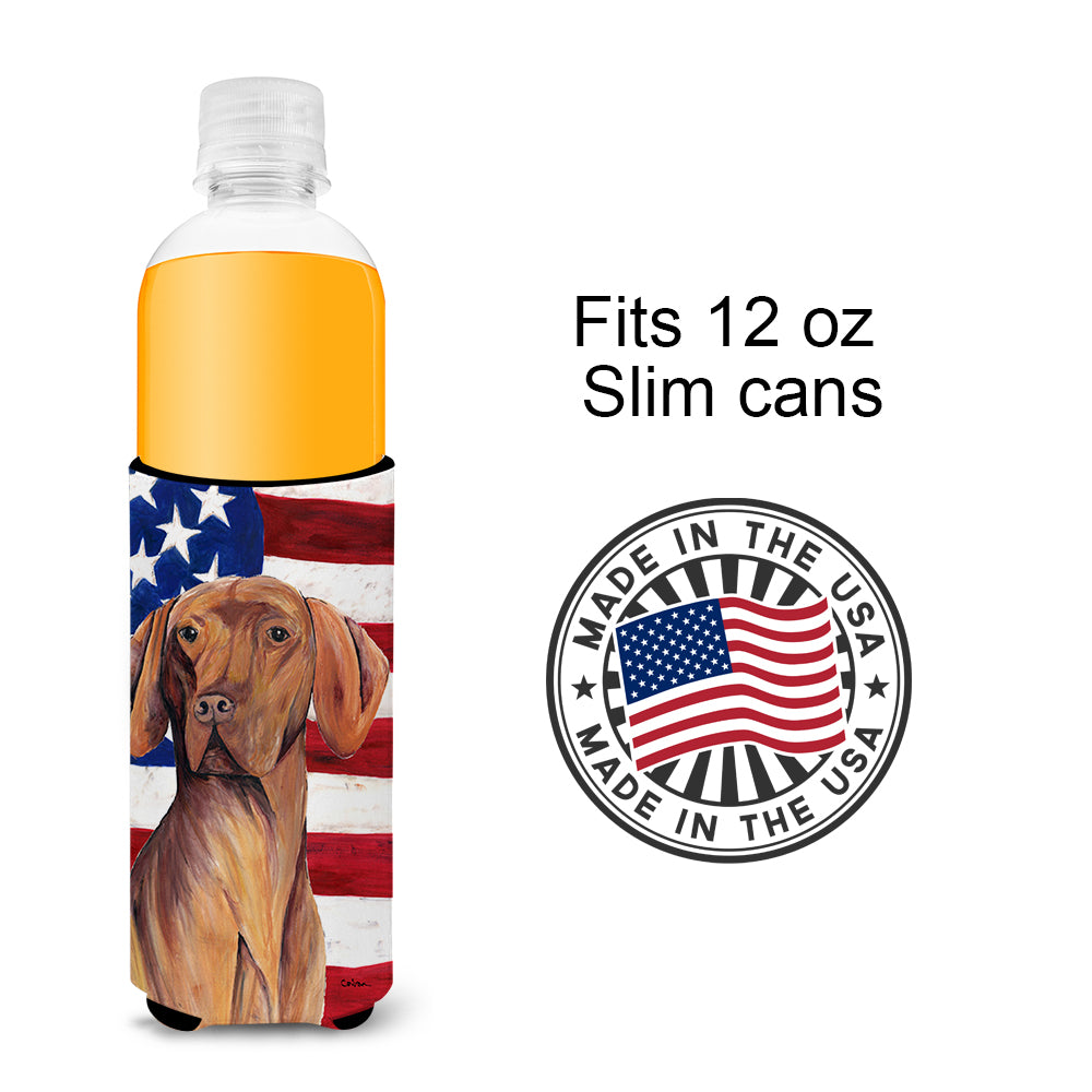 USA American Flag with Vizsla Ultra Beverage Insulators for slim cans SC9022MUK.