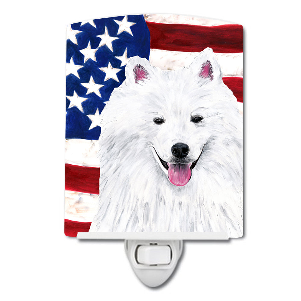 USA American Flag with American Eskimo Ceramic Night Light SC9023CNL - the-store.com