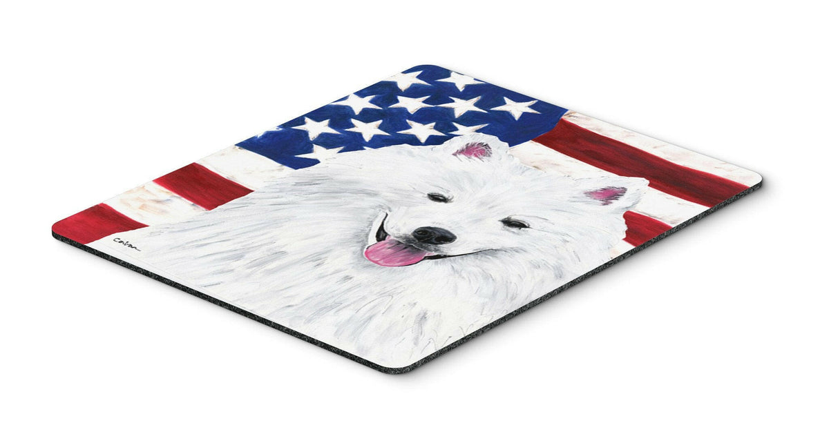 USA American Flag with American Eskimo Mouse Pad, Hot Pad or Trivet by Caroline&#39;s Treasures