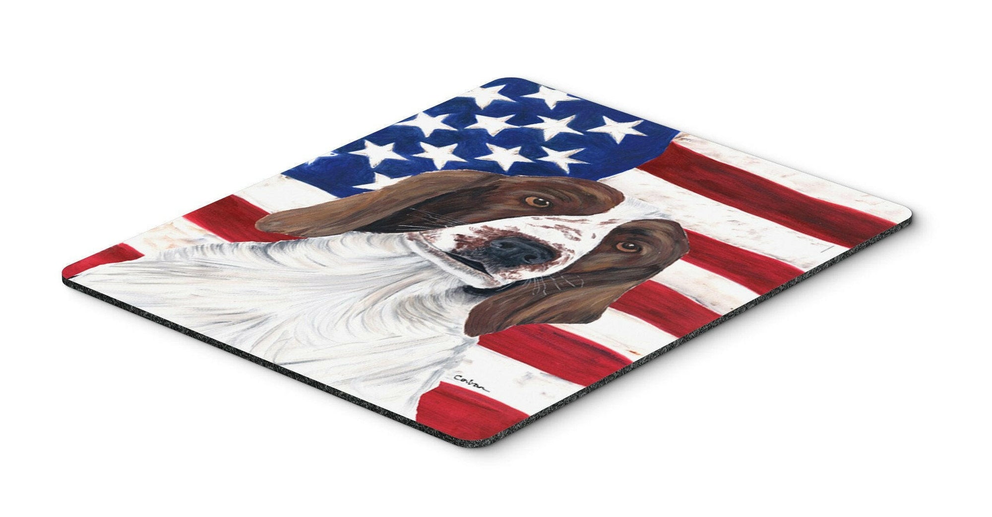 USA American Flag with Welsh Springer Spaniel Mouse Pad, Hot Pad or Trivet by Caroline's Treasures