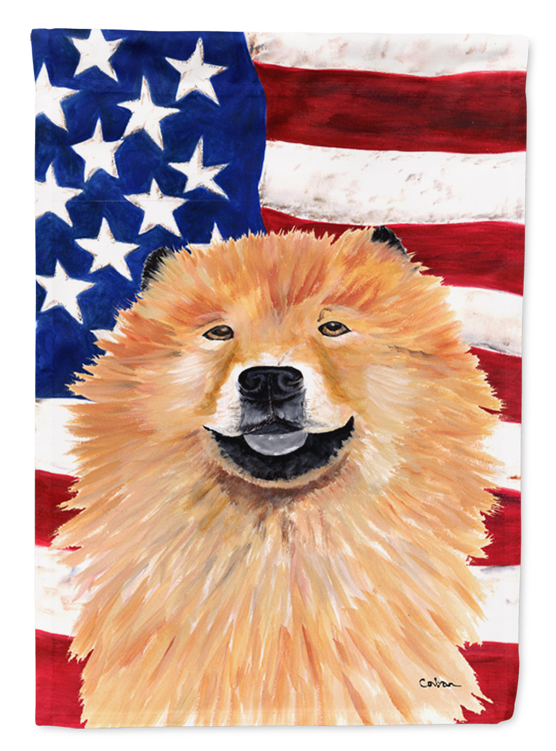 USA American Flag with Chow Chow Flag Garden Size
