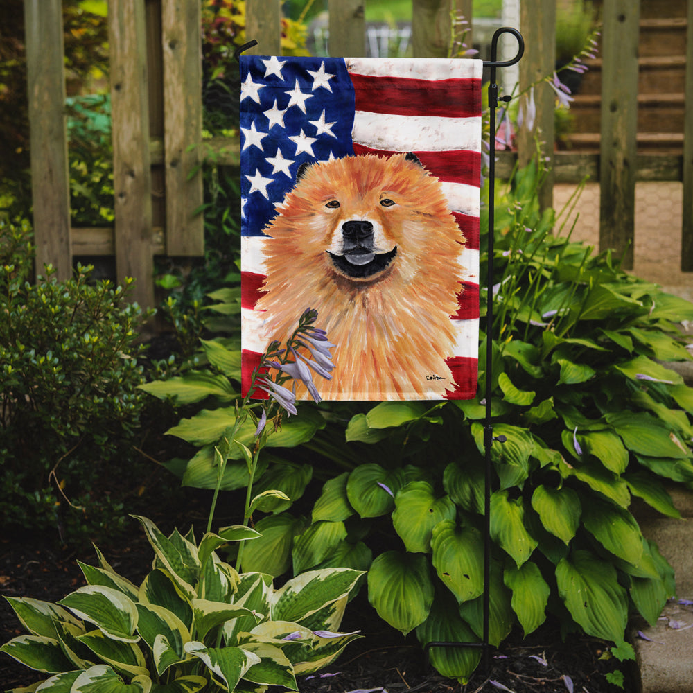 USA American Flag with Chow Chow Flag Garden Size.
