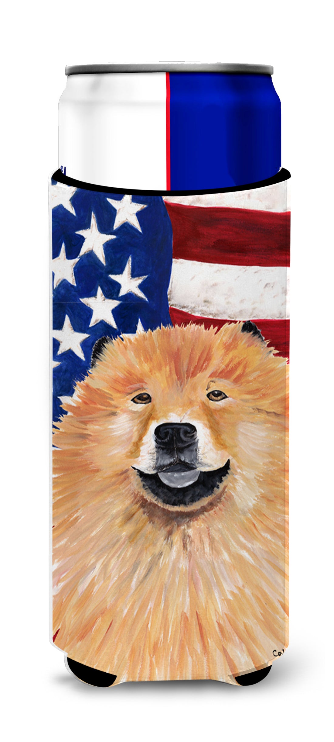 USA American Flag with Chow Chow Ultra Beverage Insulators for slim cans SC9025MUK.