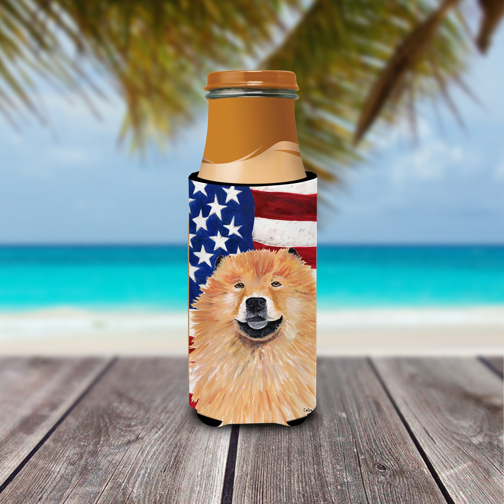 USA American Flag with Chow Chow Ultra Beverage Insulators for slim cans SC9025MUK