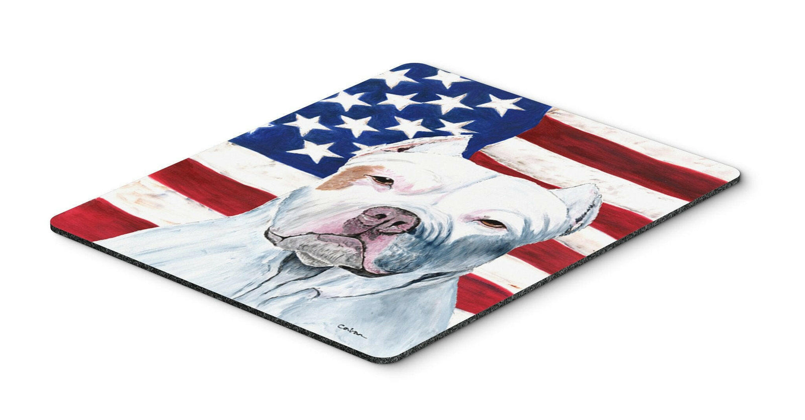 USA American Flag with Pit Bull Mouse Pad, Hot Pad or Trivet by Caroline's Treasures