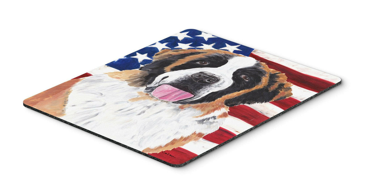 USA American Flag with Saint Bernard Mouse Pad, Hot Pad or Trivet by Caroline&#39;s Treasures