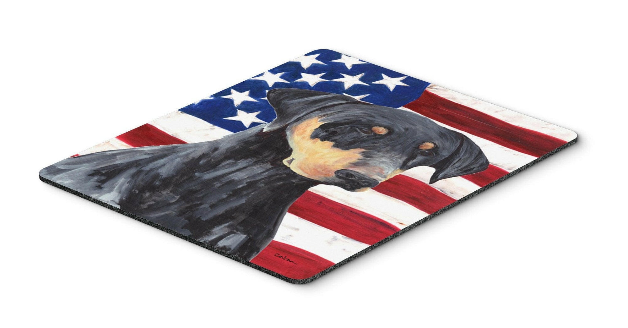 USA American Flag with Doberman Mouse Pad, Hot Pad or Trivet by Caroline's Treasures