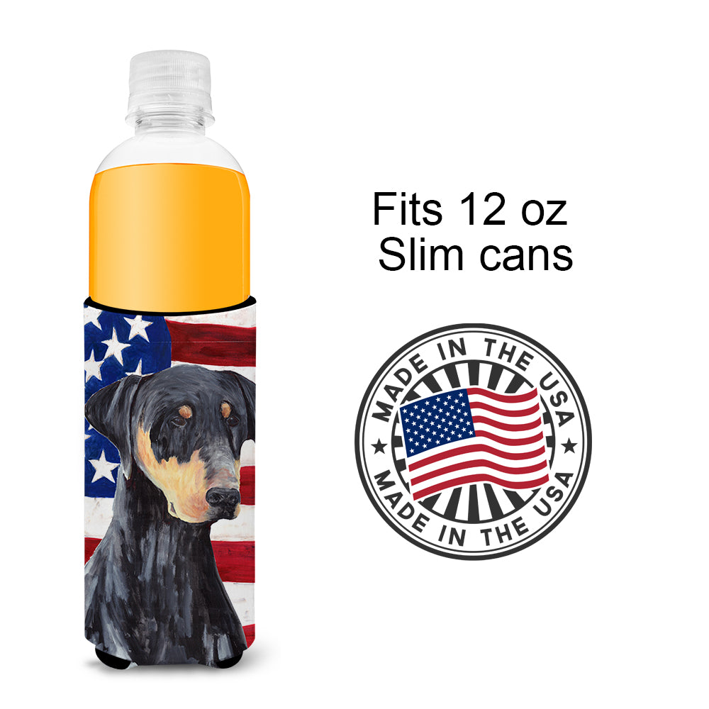 USA American Flag with Doberman Ultra Beverage Insulators for slim cans SC9030MUK