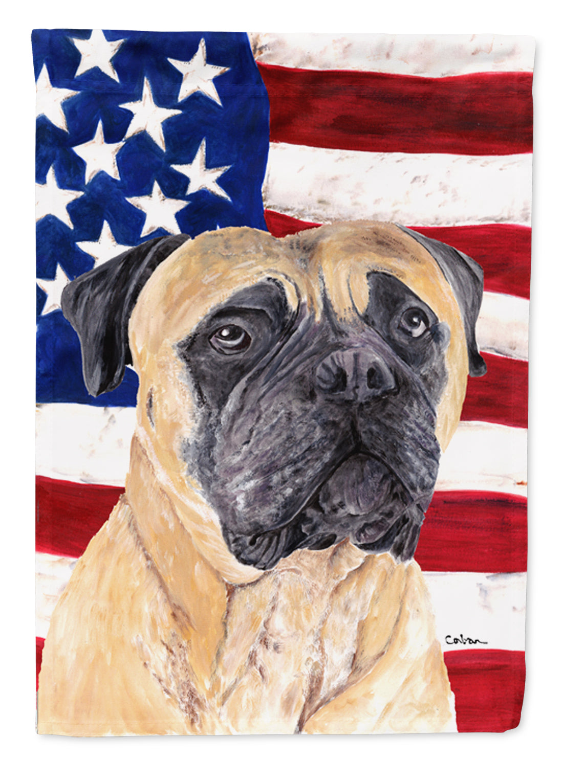 USA American Flag with Mastiff Flag Canvas House Size