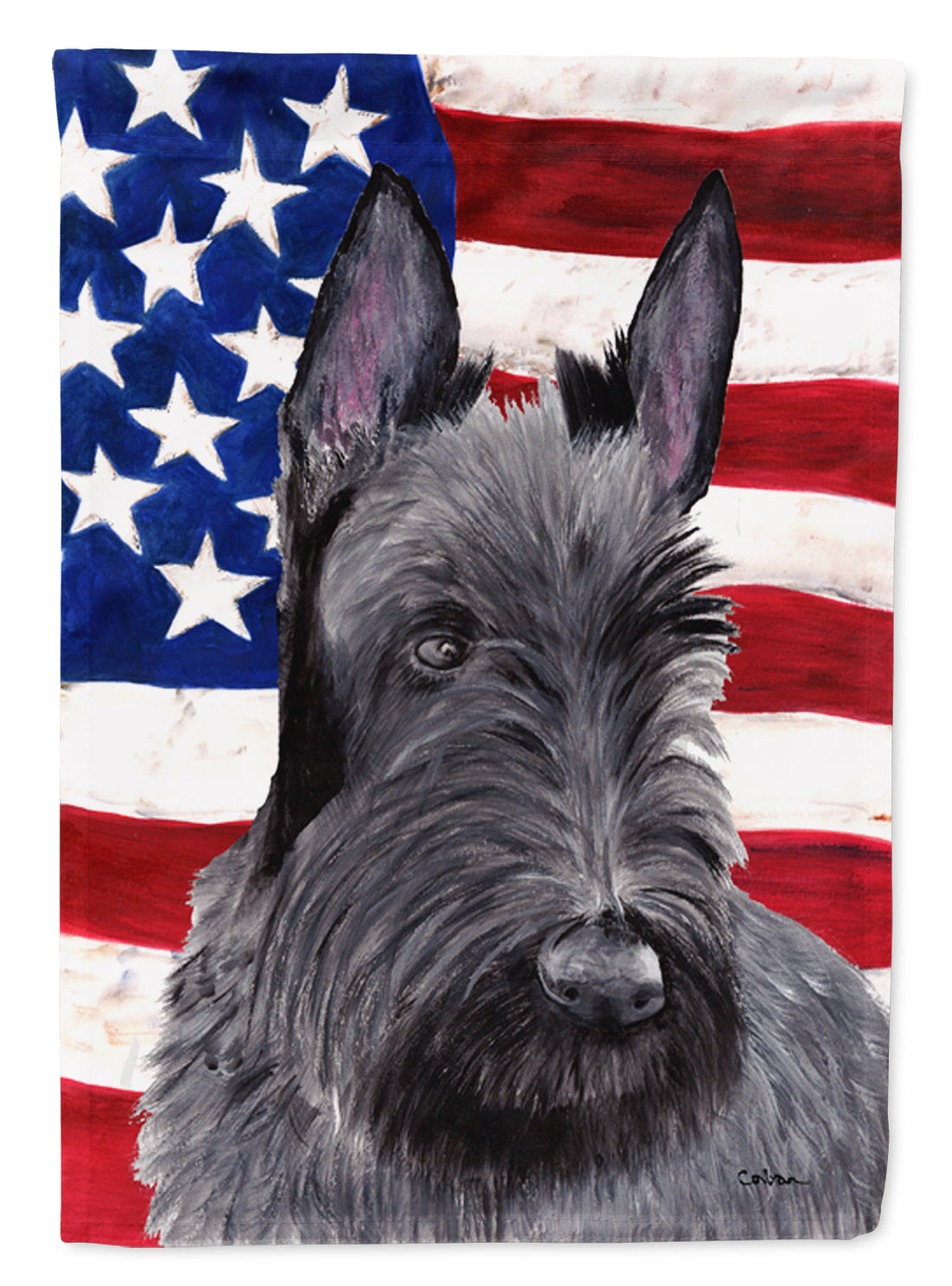 USA American Flag with Scottish Terrier Flag Canvas House Size