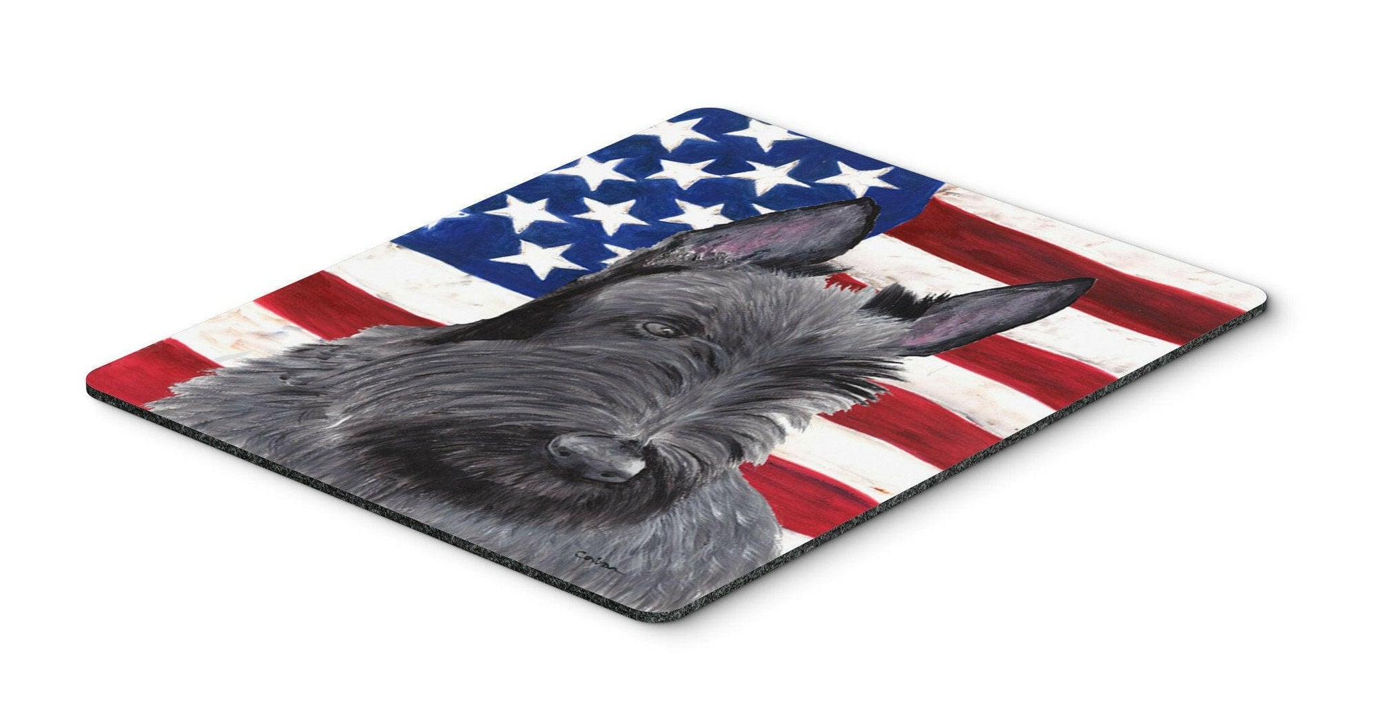 USA American Flag with Scottish Terrier Mouse Pad, Hot Pad or Trivet by Caroline's Treasures
