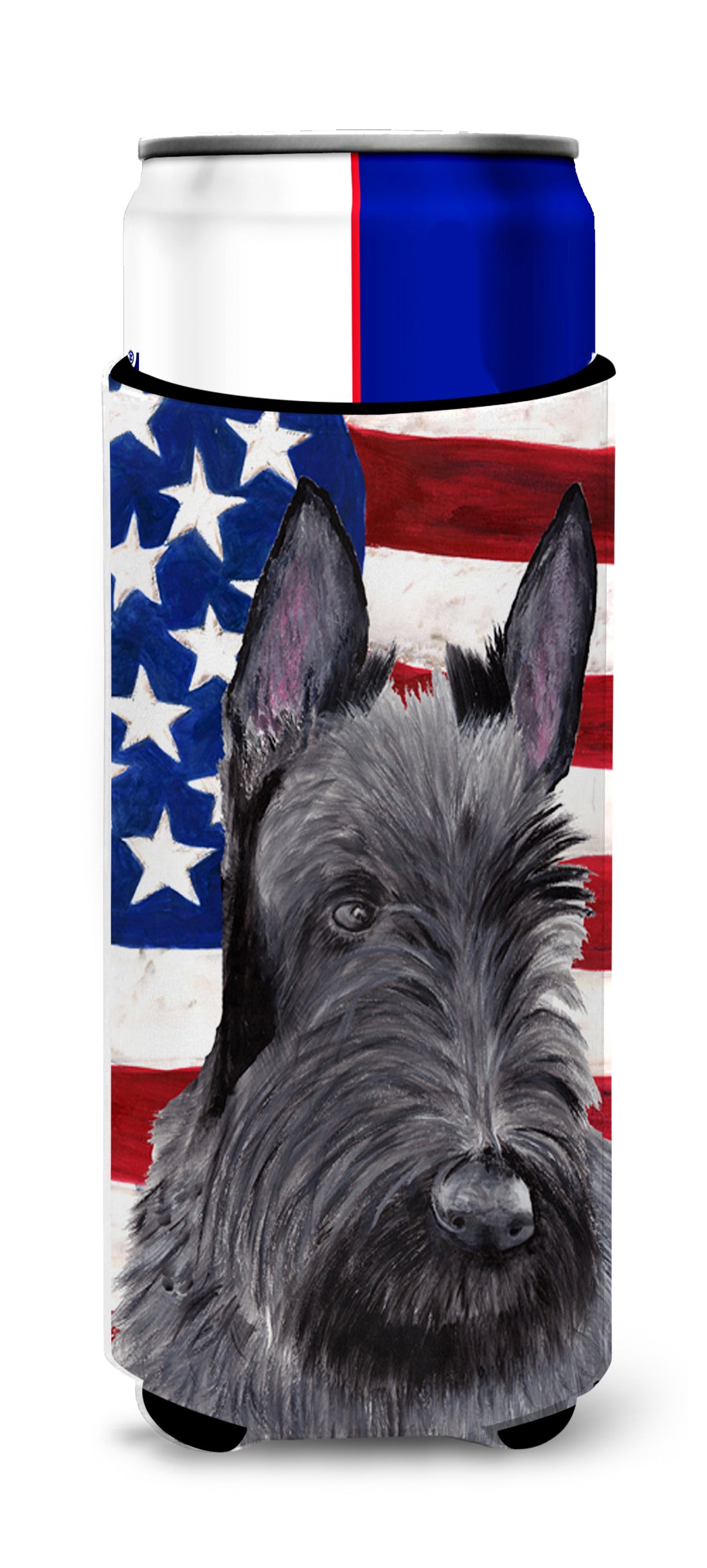 USA American Flag with Scottish Terrier Ultra Beverage Insulators for slim cans SC9032MUK.