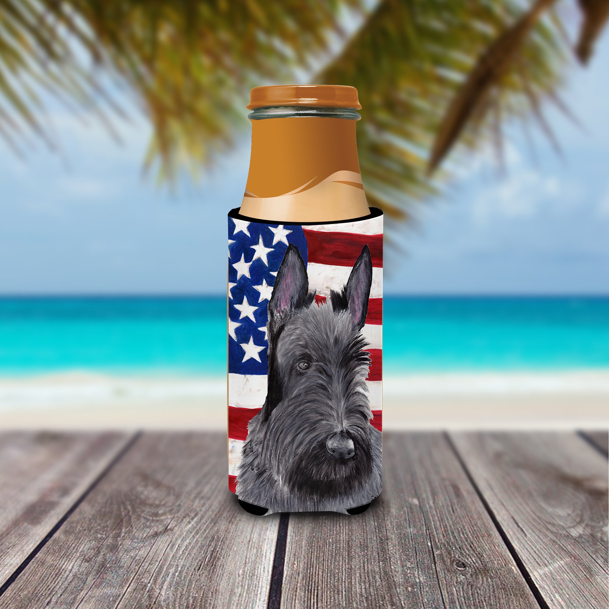 USA American Flag with Scottish Terrier Ultra Beverage Insulators for slim cans SC9032MUK.