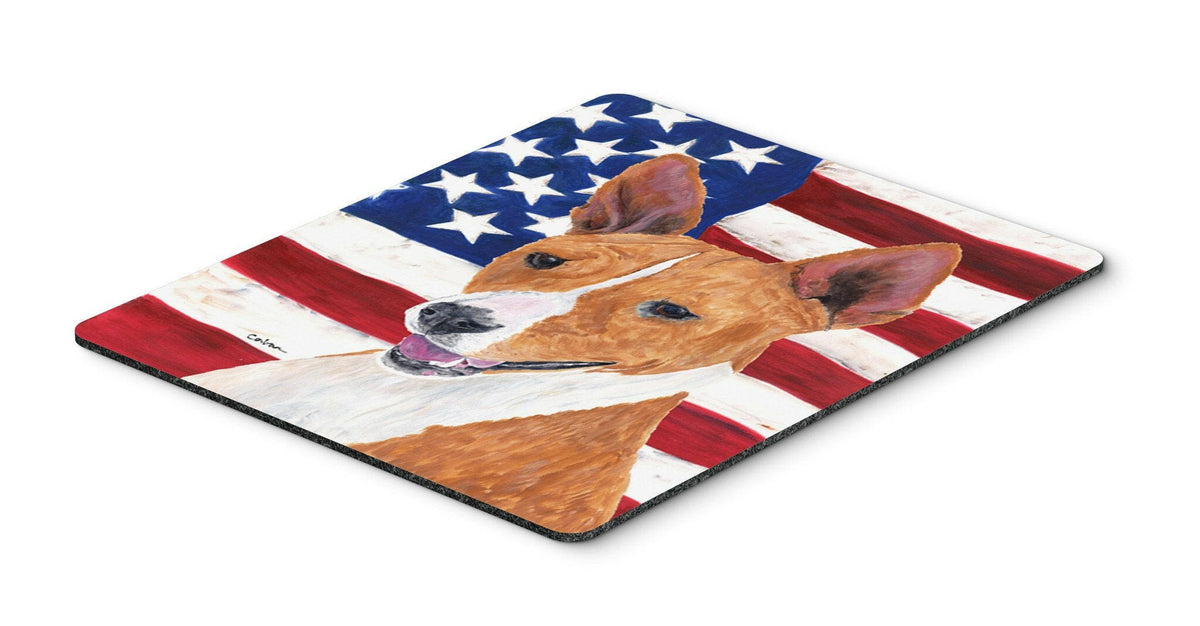 USA American Flag with Basenji Mouse Pad, Hot Pad or Trivet by Caroline&#39;s Treasures