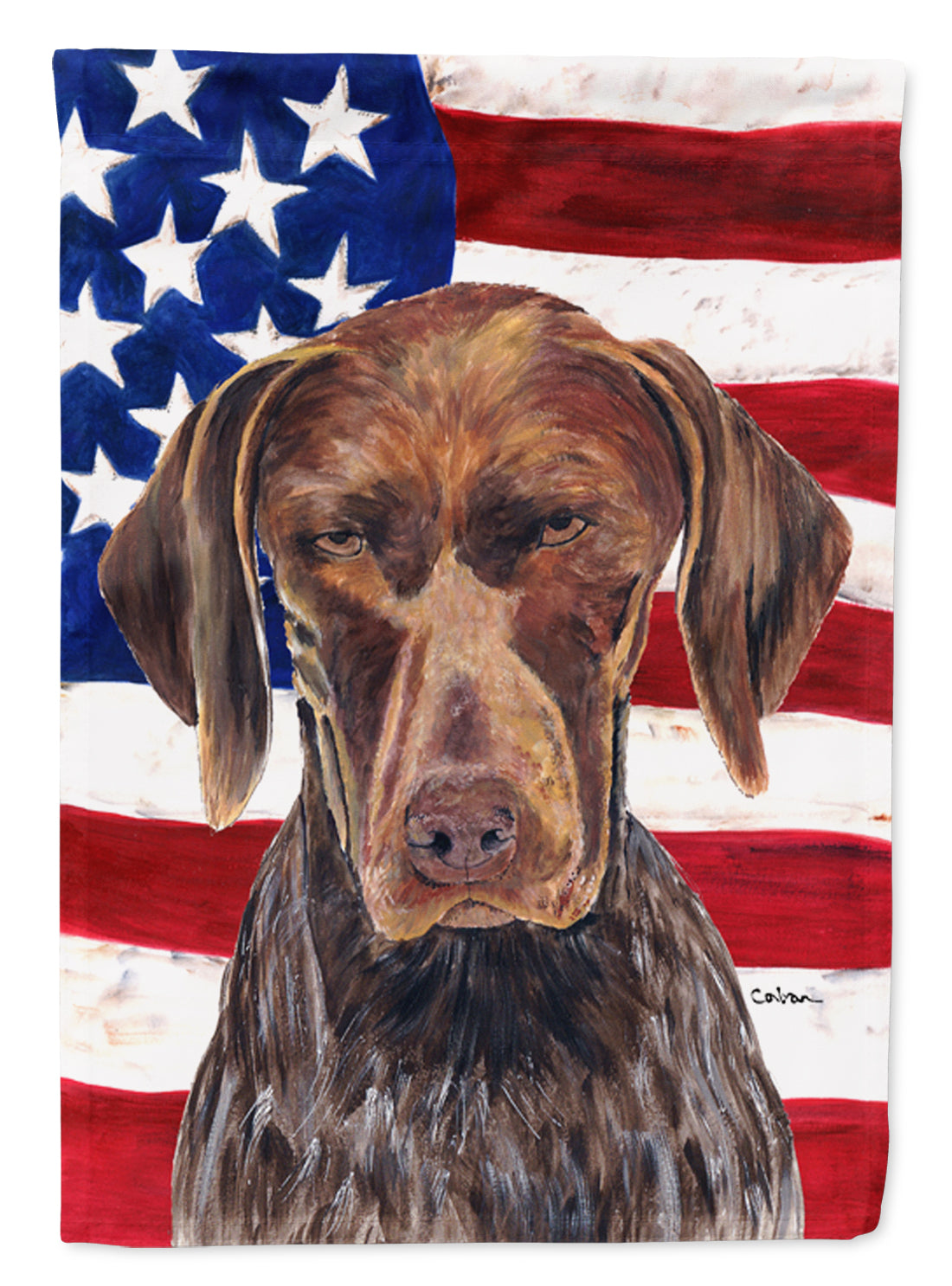 USA American Flag with German Shorthaired Pointer Flag Canvas House Size