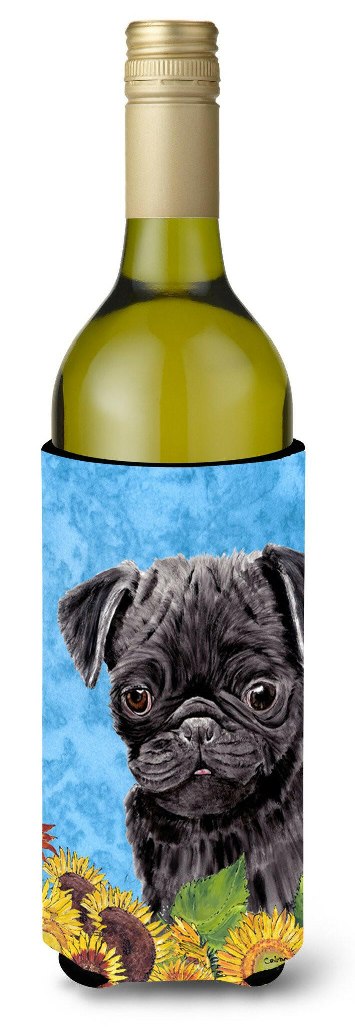Pug Wine Bottle Beverage Insulator Beverage Insulator Hugger SC9062LITERK by Caroline&#39;s Treasures