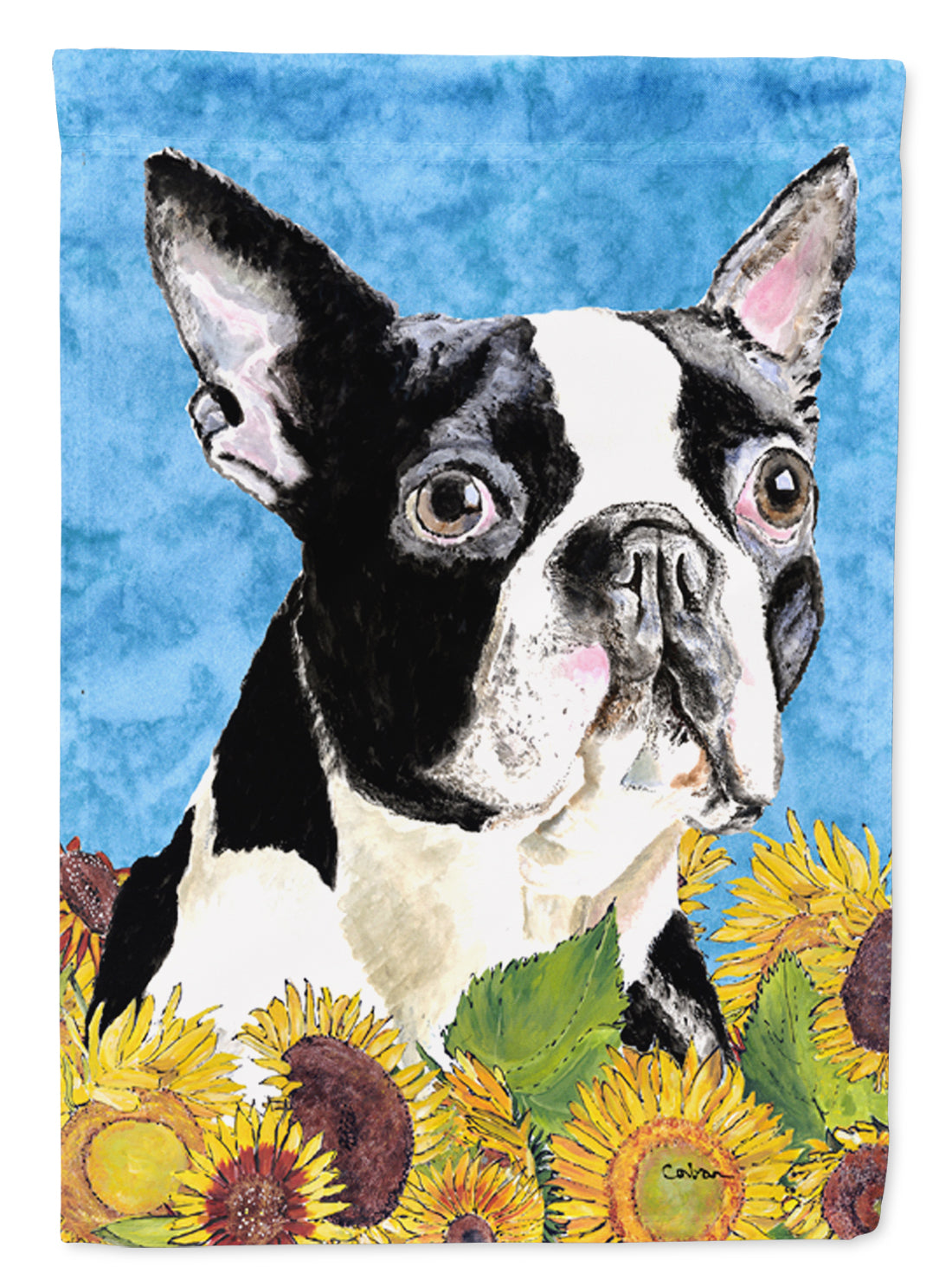 Boston Terrier Flag Canvas House Size  the-store.com.