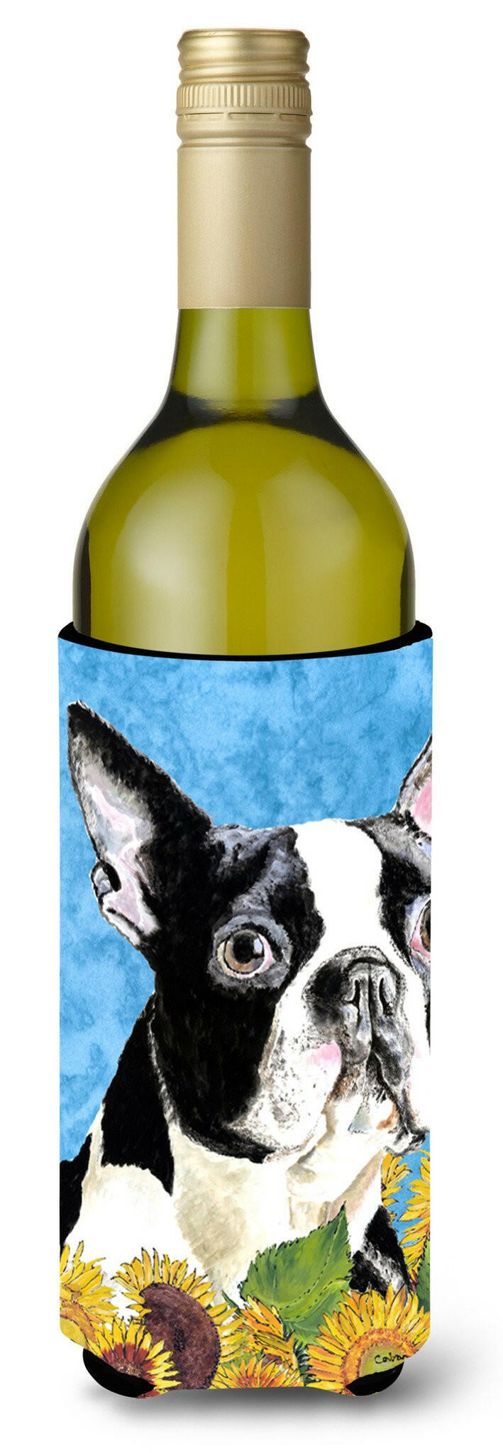 Boston Terrier Wine Bottle Beverage Insulator Beverage Insulator Hugger SC9063LITERK by Caroline&#39;s Treasures