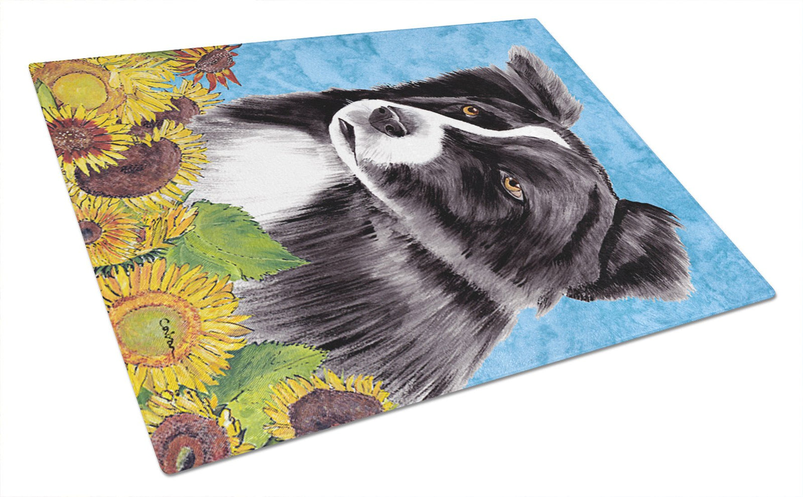 Border Collie Glass Cutting Board Large by Caroline's Treasures