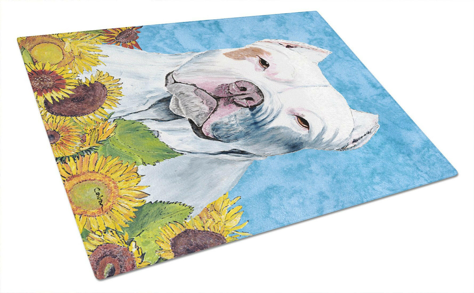 Caroline's Treasures Pit Bull Glass Cutting Boards – Durable, Decorative Kitchen Art Large