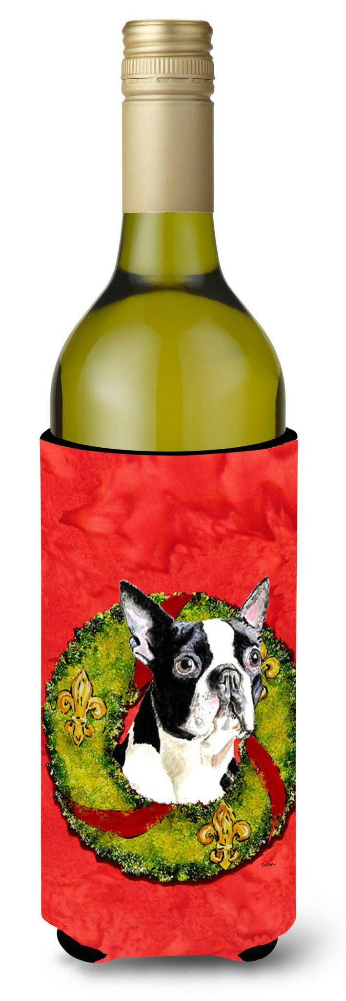 Boston Terrier Wine Bottle Beverage Insulator Beverage Insulator Hugger SC9097LITERK by Caroline&#39;s Treasures