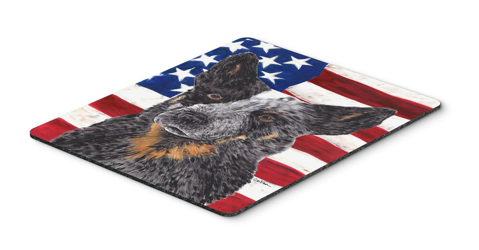 USA American Flag with Australian Cattle Dog Mouse Pad, Hot Pad or Trivet by Caroline's Treasures