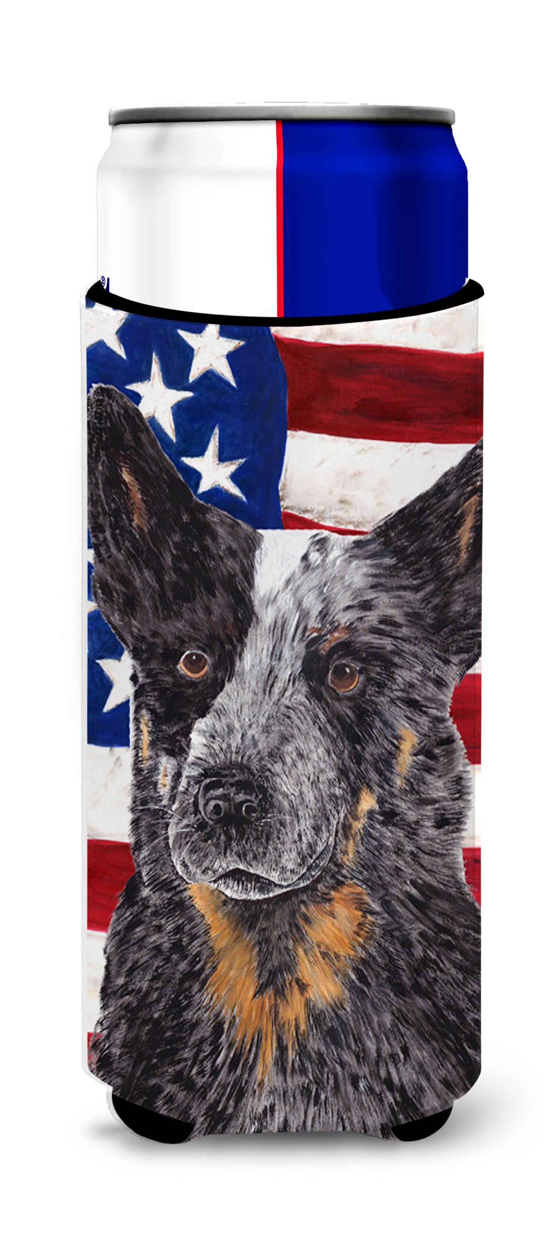 USA American Flag with Australian Cattle Dog Ultra Beverage Insulators for slim cans SC9109MUK.